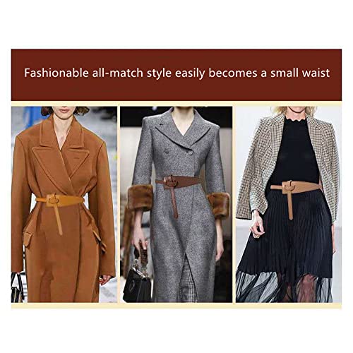 Women Fashion Knot Belt for Dress Jeans Leather Tie Waist Belt No Buckle Cinch Belt Women Leather Belts Vintage Irregular Waist Belt for Dresses Tie Knot Waistband Belt brown2