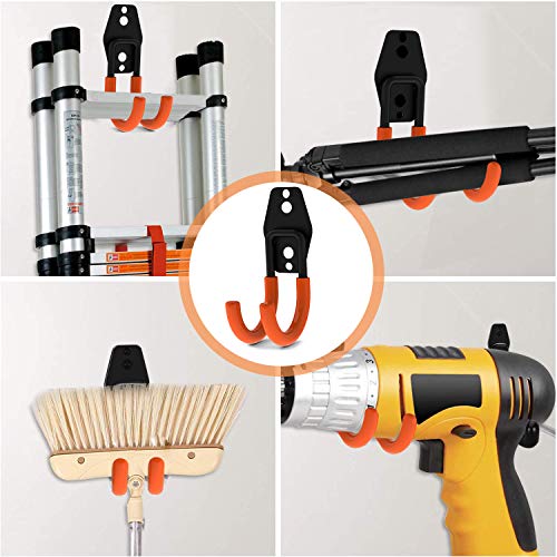 Steel Garage Storage Utility Double Hooks, Heavy Duty Hangers Wall Mount Holder U Hook Garage Organizer For Power Tools, Bikes, Ladders, Ropes, Hoses, Bulk Items Storage #TOP3