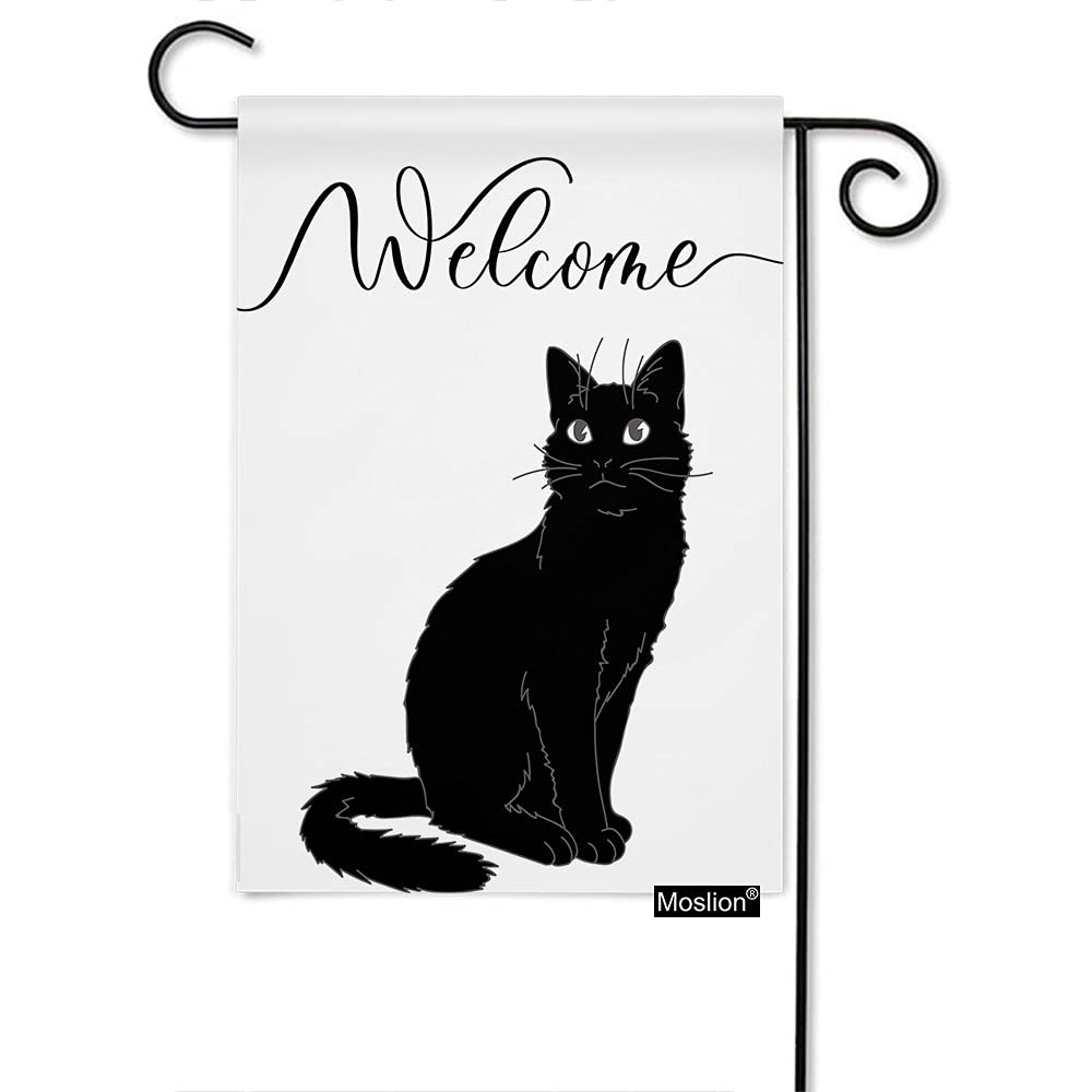 Delerain Gartenflagge Mit Schwarzer Katze – 71x102 Cm, Doppelseitig, Wetterfest Aus Polyester, Für Garten & Hof