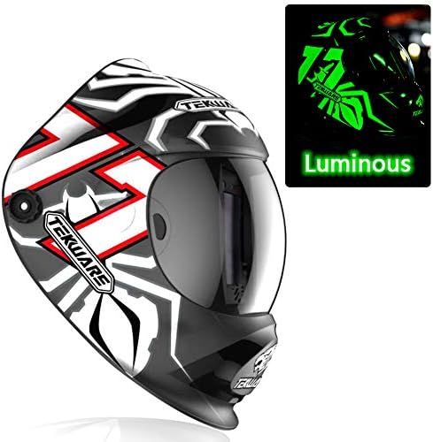 TEKWARE Large Viewing True Color Solar Powered Auto Darkening Welding Helmet, Hemispherical 4C lense, 4 Arc Sensor Wide Shade Range 4/5-9/9-13 Luminous Welder Mask for Mig Tig Arc Grinding Plasma