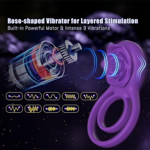 vibrating cock ring with rose clitoral stimulator pleasure penis ring vibrator couples adult sex toys for men women 7 vibrations male couple sex toy clitoris vibrator cock rings vibrators for men
