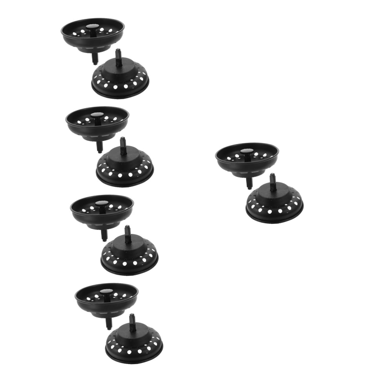 NUOBESTY 5 Sätze Abflusssieb Für Die Küche Spülensieb Wohnung Sinkt Filter Waschbeckenabfluss Abflussstopfen Für Waschbecken Spülsiebe Spülbecken Black Stahl 2 Stück * 5