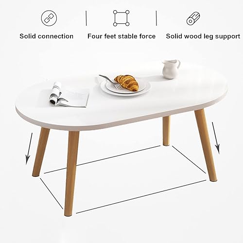 Miniatura 3 de Mesa de centro blanca, mesas auxiliares modernas anidables, mesa de MDF con patas de madera, mesa de sala de estar para decoración del hogar, juego