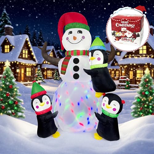 PoolyPoly 180CM / 6FT Aufblasbarer Weihnachten Schneemann mit DREI...