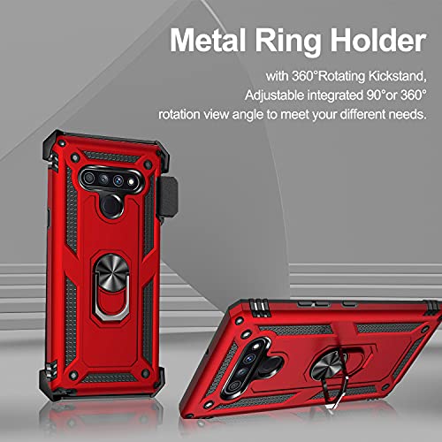 For Lg Stylo 6 Case With Belt Clip Holster Ring Holder, Military Grade Protection Cover[Fit For Magnetic Car Mount] Shockproof Anti Scratch Case For Lg Stylo 6 (Red) #TOP2