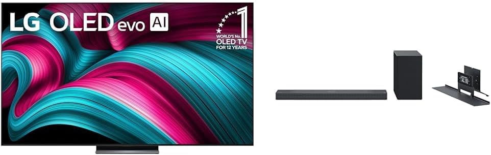 Image of LG 55-Inch Class OLED evo AI 4K C5 Series Smart TV w /Dolby Atmos, Dolby Vision, HDR10, (OLED55C5PUA, 2025) + SC9S 3.1.3-Channel Dolby Atmos Soundbar Bundle