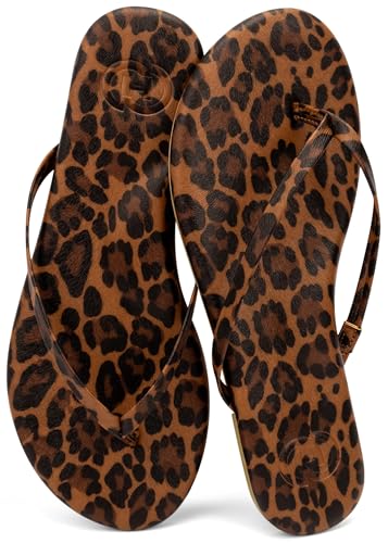 Image of INMINPIN Flat Flip Flops with Arch Support for Women - Memory Foam Flats Summer Sandals 2026 - Ultra Comfort Vegan Leather Thong Sandals Summer Beach Slide