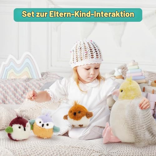 MorisMos weich Vogel Papagei Kuscheltier XXL mit 3 Babys, 35cm groß Vögel Papageien Plüschtier Stofftier… – Ansicht 4
