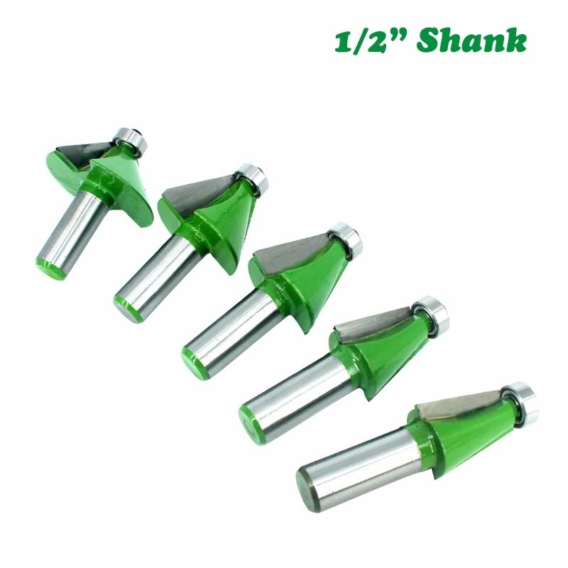 Set di Frese for Smusso 5 Pezzi con Codolo 1/2 11.25 15 22. 30 for La Lavorazione del Legno da 45 Gradi(12.7mm Shank)