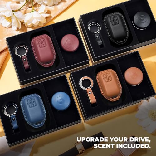 Image of Keyzone Leather Key Cover & Car Perfume fit for Suzuki Victoris, Swift, DZire, Baleno, Ertiga, Grand Vitara, Brezza, Fronx, Jimny,XL6, Toyota Glanza,Urban Cruiser Hyryder,Rumion 2B smart key. (Black)