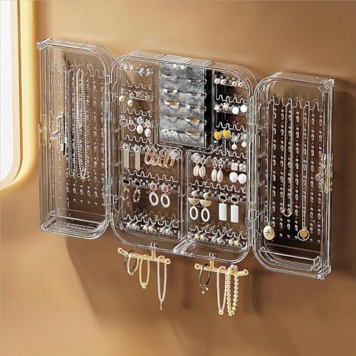 Support de boucles d'oreilles mural : rangement transparent sans perçage - 6
