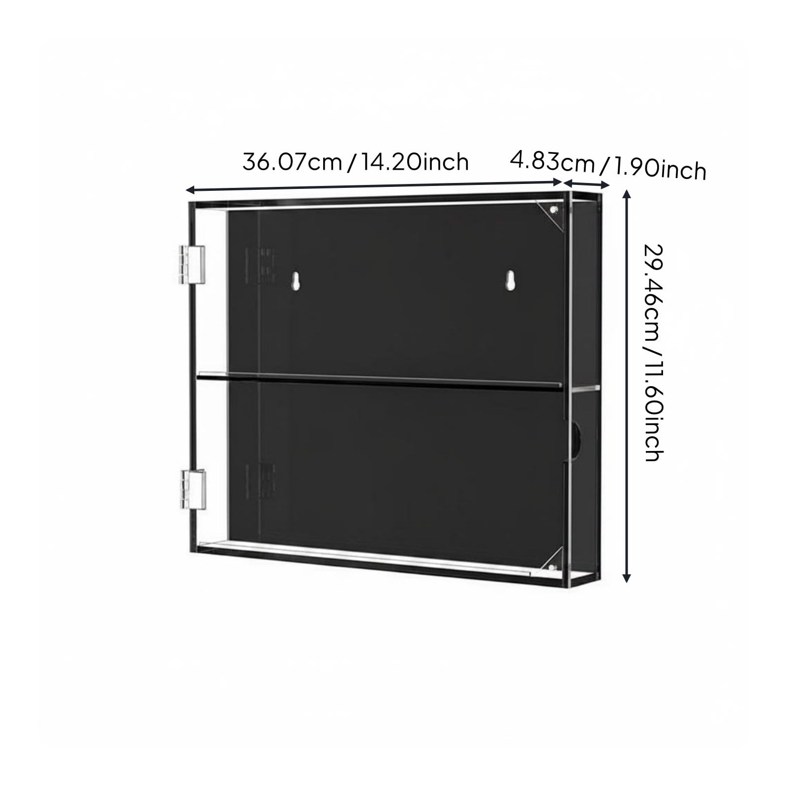 MagiDeal Vitrine de Cartes à Collectionner Présentoir Boîte Armoire Murale Acrylique Solide avec Grande Visibilité Préserve Les Teintes et Limite l'Humidité , 2 Niveaux Horiz.