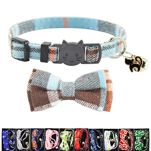 Image of Bowtie Cat Collars Breakaway with Bell, Adjustable Cute Kitty Collars Safety Buckle Kitten Collar for Cat Puppy 7.5-11in (14)