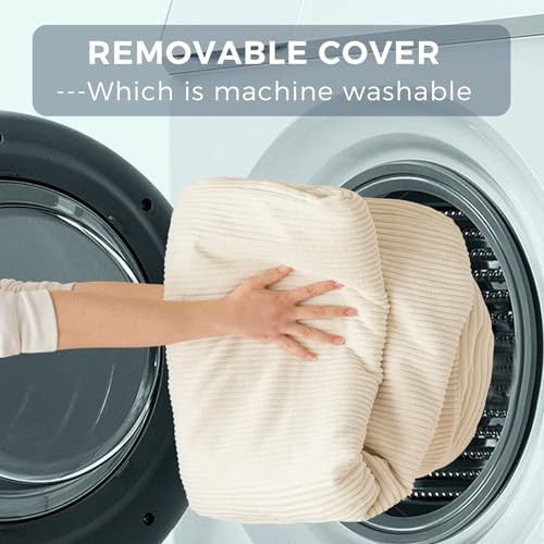 MAXYOYO Sitzsack-Bett, faltbar, Cordsamt, Schlafsofa, Bodenmatratze für Erwachsene, extra dick, 4-Fach gefaltet, Bodencouch für Schlafzimmer, Wohnzimmer, Beige, 75 x 240 cm