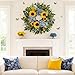 HipTree 24 Inch Spring Summer Wreath for Front Door,Handmade Yellow Blue Silk Hydrangeas & Sunflowers Floral Wreath for Valentines Day Decorations,Mothers Day,Farmhouse,Indoor Outdoor and Wall Decor