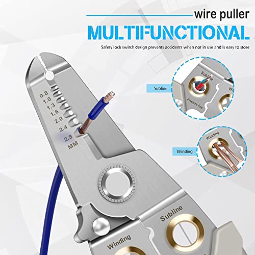 Image of 6-in-1 Wire Cutter Pliers and Wire Stripper For Electricians Wire and Cable Stripping, Cutting, Winding, Crimping Precision Stainless Steel Hand Tool for Electrician Decrustation Tool