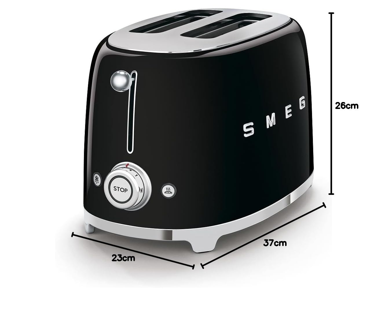 SMEG TSF01BLEU Tostadora 2x2 Ranuras de Acero Inoxidable 950W Negra 50's Style