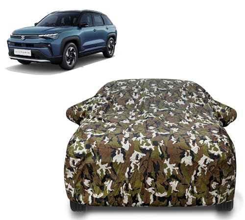 Image of Auto Hub Car Cover Compatible with Maruti Victoris Cover with Mirror Pocket and Soft Cotton Lining, Victoris Car Cover Waterproof, Army Print