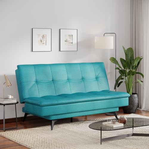 Image of Wakefit Flexia Sofa Cum Bed - Three Seater - Reflection Series Aqua Blue