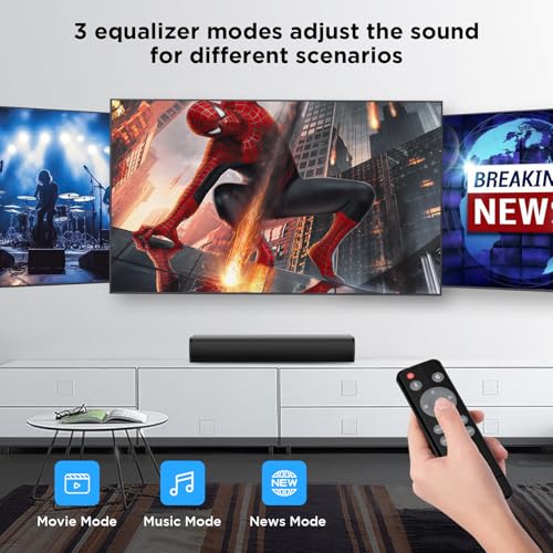 MZEIBO TV Sound Bar, Sound Bars for Smart TV Bluetooth 5.0 Soundbar 50W 17Inch Soundbars with ARC/Optical/AUX Connection Surround for Home Theater Audio TV/PC/Gaming/Projectors – Image 4