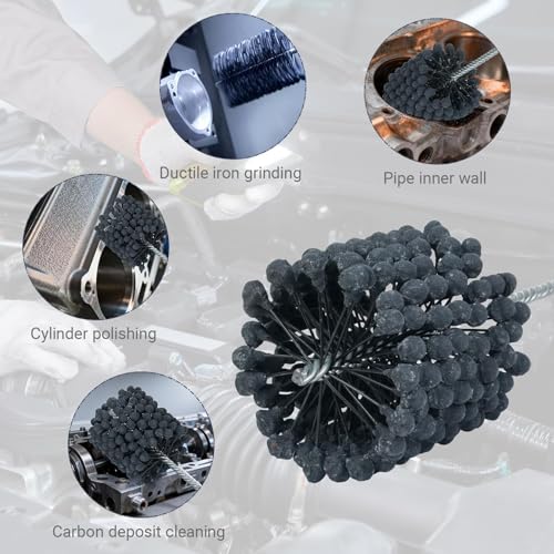 Image of Cylinder Hone, 240 Grit Silicon Carbide, 4 1 /8 inch (105mm) Diameter Ball Hone | for Hole Diameters 3 3 /4 inch - 4 1 /8 inch, Cylinder Engine Sanding Brush for Mild Steel,Stainless Steel,Cast Iron
