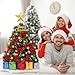 JOICEE 23 Inch Small Christmas Tree with Lights,Mini Tabletop Christmas Tree Decorated Bow Gift Boxes Balls Star Treetop Ornaments Hanging Ornaments for DIY Christmas Indoor Decoration