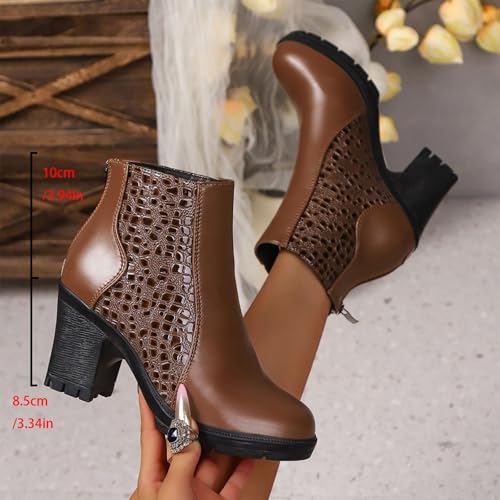 Bottines à talon haut stable et fermeture éclair dos - Confort décontracté