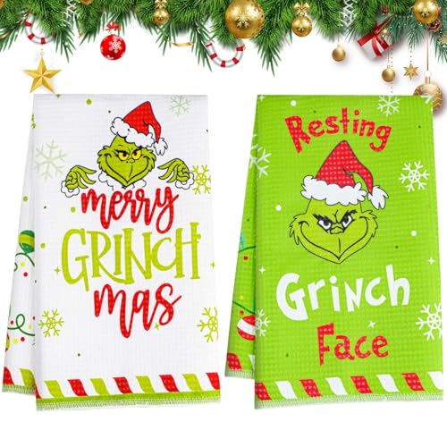 HGRGHH Weihnachten Küchentücher, 2PCS Lustigen Urlaub...