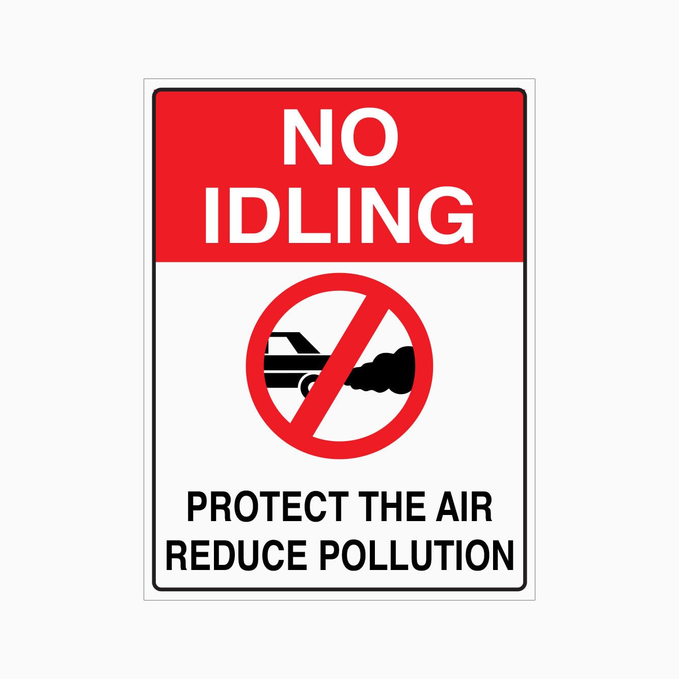NO IDLING PROTECT THE AIR REDUCE POLLUTION Sign, 12x8 Inch Metal Tin Sign, Environmental Reminder for Vehicle Parking Areas