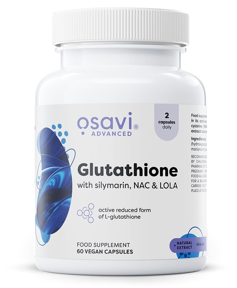 Osavi Glutathion avec NAC, Silymarine & LOLA – 60 Gélules Véganes | L-glutathion réduit (GSH) | Extrait de chardon-marie 80% silymarine | Soutient le foie