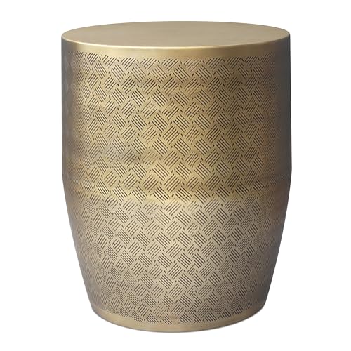 SIMPLIHOME Johnsen 18" Wide Round Iron Table in Antique Gold