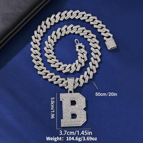 Cuban Link Chain for Men, Miami Men's Chain Silver Gold Plated Necklace for Diamond Chain for Ice Chain Hip Hop Jewelry Gift, Rhinestone pendant necklace for fashion jewelry3