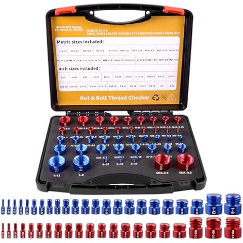 Hocamel 44 Male/Female Bolt Size and Thread Gauge, Nut and Bolt Thread Checker (23 Inch & 21 Metric) Bolt and Nut Gauges Specially Suitable for Size Check on Tricky and Narrow Area Cover