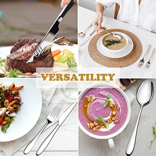 Cutlery Set, HaWare Stainless Steel 24 Piece Flatware Silverware Set for 6, Fork Spoon Set Ideal for Home/Camping/Party, Mirror Polished & Dishwasher Safe - (Elegant Oval Design)