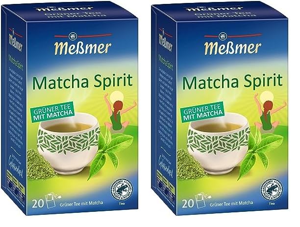 Meßmer MATCHA SPIRIT | Grüner Tee mit Matcha | 20 Teebeutel | Vegan | Glutenfrei | Laktosefrei (Packung mit 2)