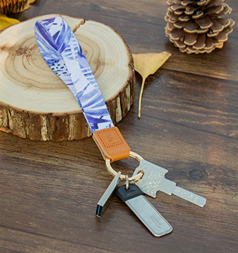 SENLLY Artsy Hand Wrist Lanyard Premium Quality Wristlet Strap with Metal Ring and Genuine Leather, for Key Chain, Camera, Cell Mobile Phone, Charms, Lightweight Items etc