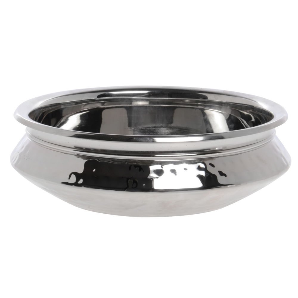 Serving Bowl Stainless Steel with Hammered Finish and Liner 5 1/2 qt - 12"Dia x 3 1/2"H by HUBERT – Commercial Grade