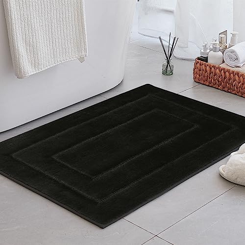 GRANNY SAYS Large Bath Mats for Bathroom 60 x 90 cm, Black Bath Mat Non Slip, Soft Bathroom Mats Water Absorbent