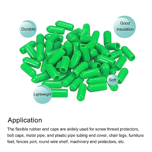 Image of MECCANIXITY 100pcs 3 /16 inch(5mm) Rubber End Caps Cover PVC Vinyl Screw Thread Protector Round Wire Shelf Caps for Screw Bolt Pipe Fence Post, Green
