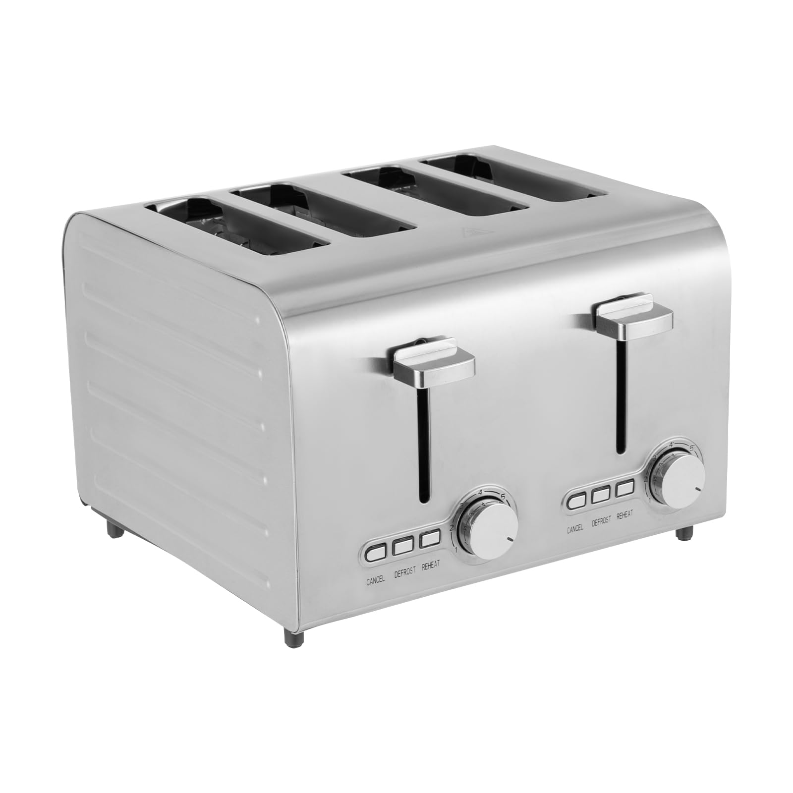 Tostapane in argento, 4 fette, in acciaio inox, per casa, panetteria, snack bar, ristorante, caffetteria, 27,8 x 28 x 19,3 cm