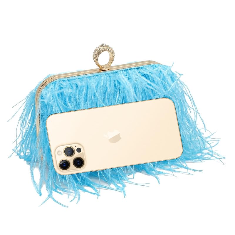 Bolso de mano con plumas de avestruz para mujer miniatura 4