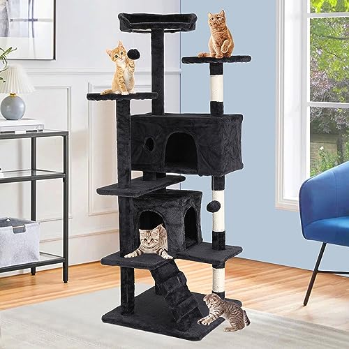 Árbol para gatos 54 pulgadas torre multi-niveles interior miniatura 7