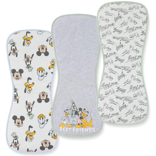Image of Disney Baby Mickey Mouse Burp Cloths 3 Pack 20 inch x 10 inch Burping Rags Infants