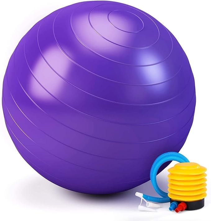 AADCART Gym Ball for Exercise Anti Burst Exercise Ball with Foot Pump for Workout Yoga Ball for Women and Men Swiss Ball for Balance Stability Training (Multicolour) 75cm (Purple)-image-14