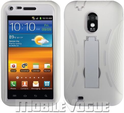 Samsung Galaxy S II Epic 4G Touch White Combo Silicone Case + Hard Cover + Kickstand Hybrid Case For Sprint/U.S. Cellular