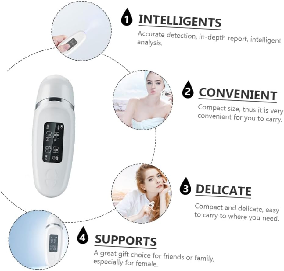 Artibetter Facial Moisture Analyzer Portable Skin Hydration Tester for Women High Precision Oil and Water Detection Pen Durable Material for Home Use