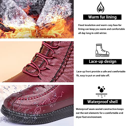Jishingal Women's Winter New Fleece Thickened Warm Soft Bottom Cotton Boots Waterproof Slip-On Snow Shoes Leather Ankle Booties #TOP3