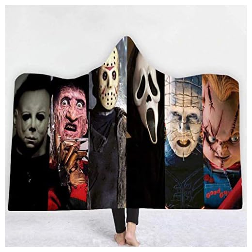 ALZERO Hooded Blanket, Horror Mysterious Character Hooded Blanket for Adult Gothic Sherpa Fleece Wearable Throw Blanket Microfiber Bedding (59x51inch, E)