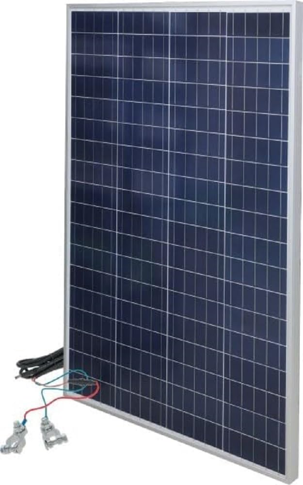 Brama West Kerbl 70601 - Kit solare con regolatore di carica, 100 W, per il collegamento diretto a una batteria da 12 Volt, incluso montante orizzontale, pannello solare