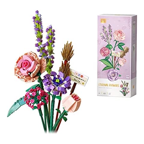 QIUQIAN LOZ Building Block Bouquet 3D Model Toy Home Decoration Plant Potted Chrysanthemum Rose Flower Assembly Brick Girl Toy Child Gift Cover
